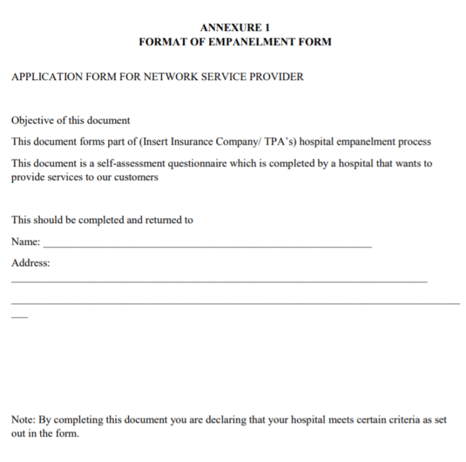 Mukhyamantri Swasthya Bima Yojana Hospital Empanellment Form