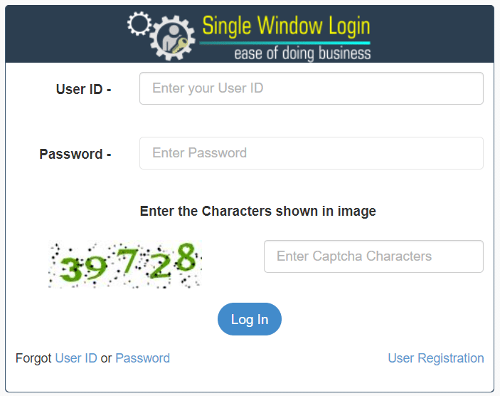 CG Single Window Login Ease of Doing Business