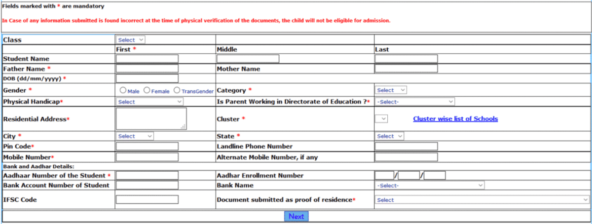 edudel.nic.in Online Registration Form