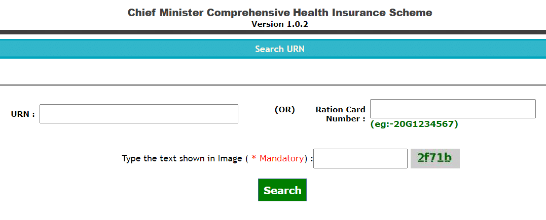 Search URN CM Comprehensive Health Insurance Scheme