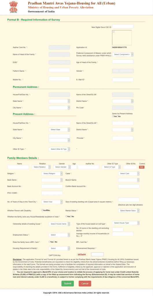 PMAY CSC Application Form