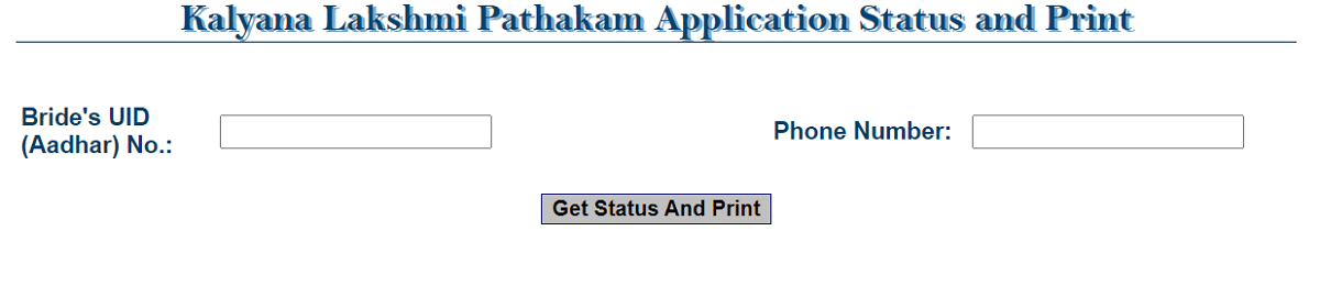 Kalyana Lakshmi Pathakam Application Status Print