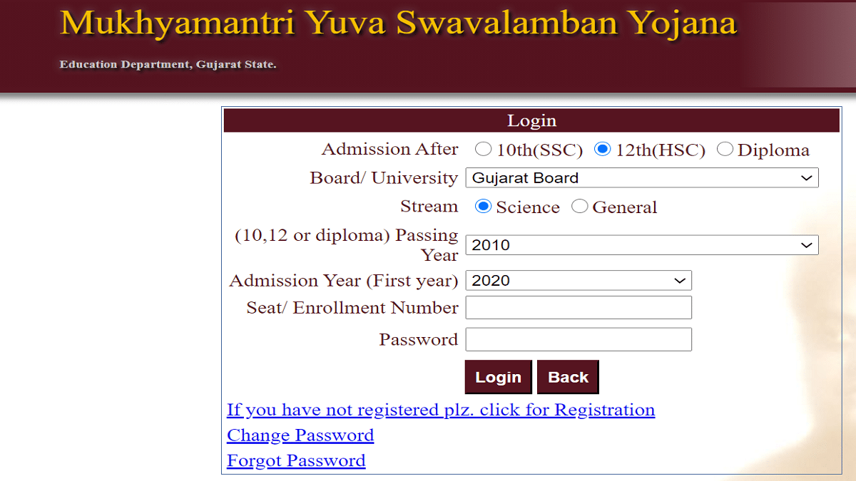 Gujarat Mukhyamantri Yuva Swavalamban Yojana (MYSY) 2024 Registration / Renewal Application / Student Status at mysy.guj.nic.in