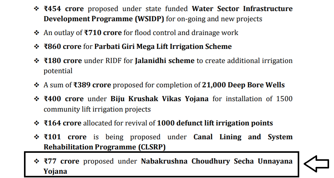 Nabakrushna Choudhury Secha Unnayan Yojana