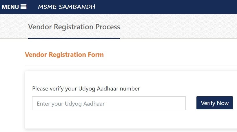 MSME Sambandh Registration Form Vendors