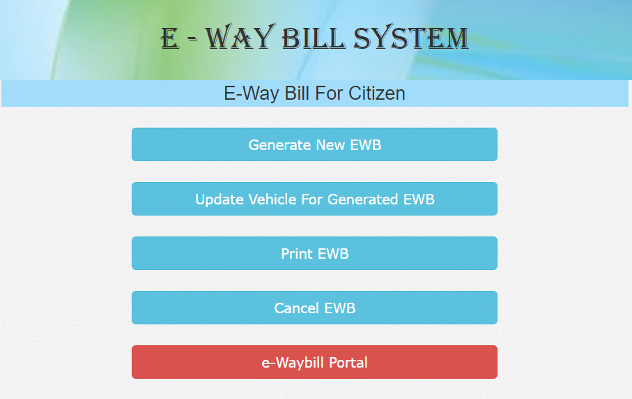 e-way Bill Citizens Apply