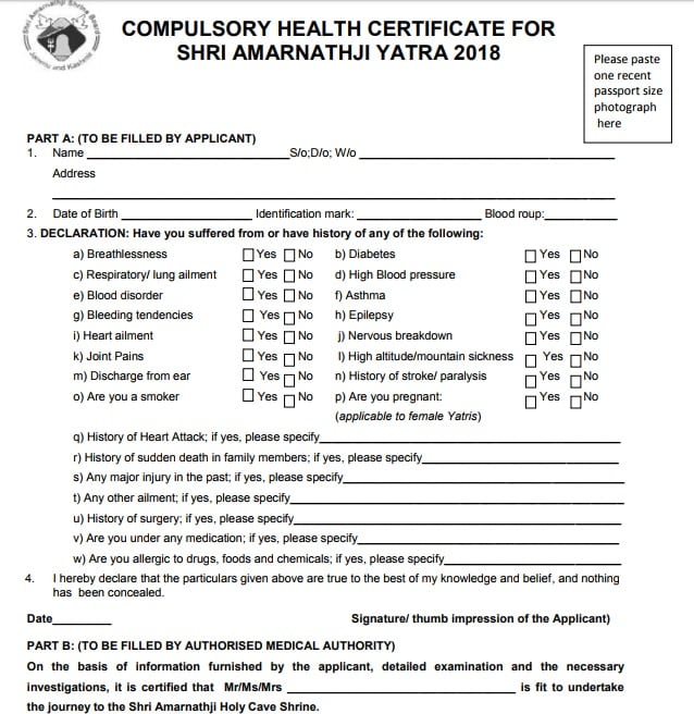 Compulsory Health Certificate