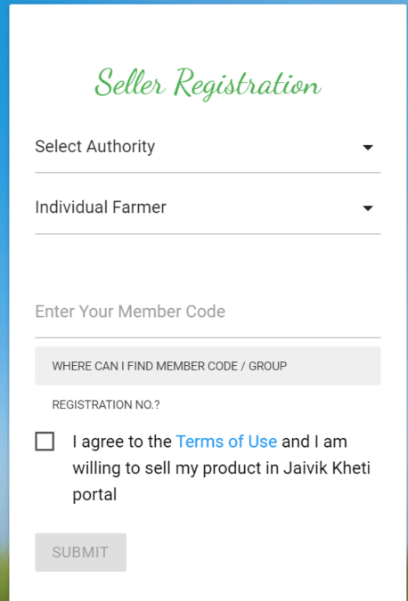 Jaivik Kheti Portal Farmer Registration Form