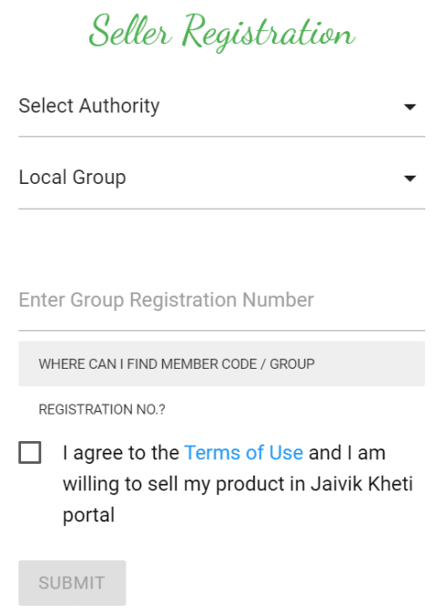 Jaivik Kheti Portal Seller Local Group Registration