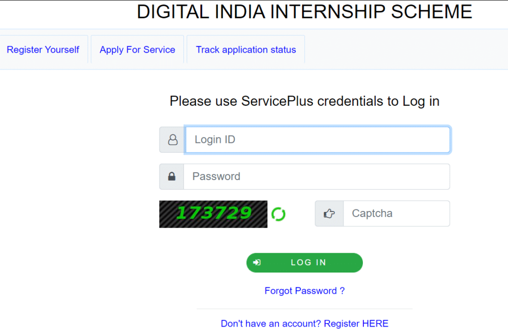 Digital India Internship Scheme Login