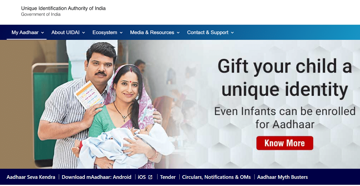 UIDAI Gov In Official Website