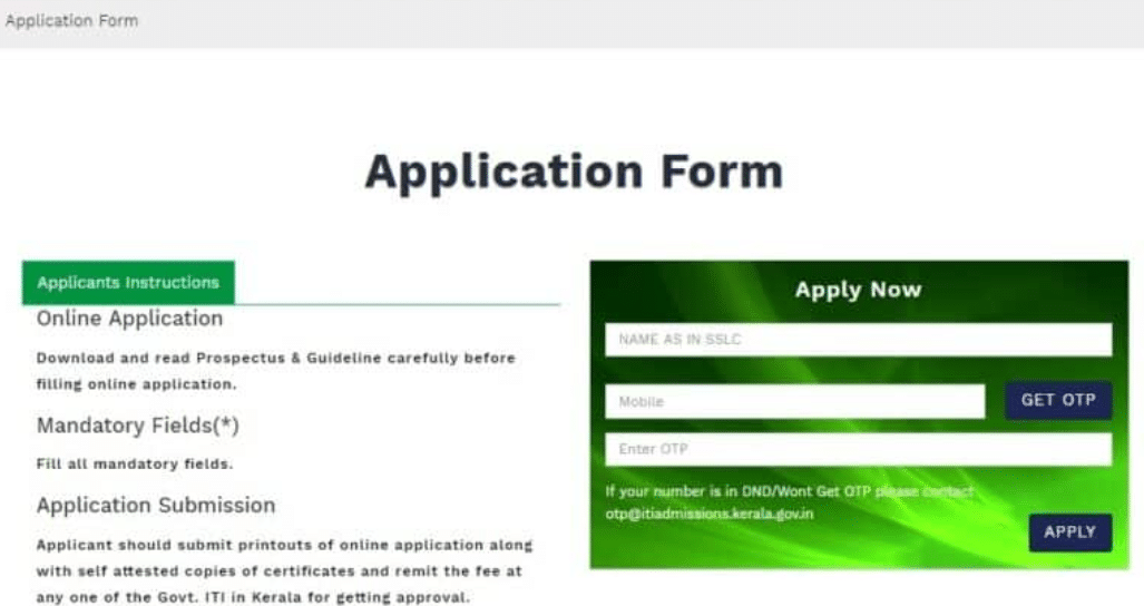 Kerala ITI Admission 2021 Online Application Form