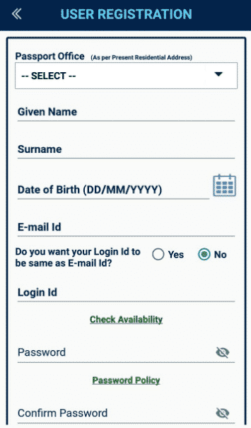 Passport User Registration Form