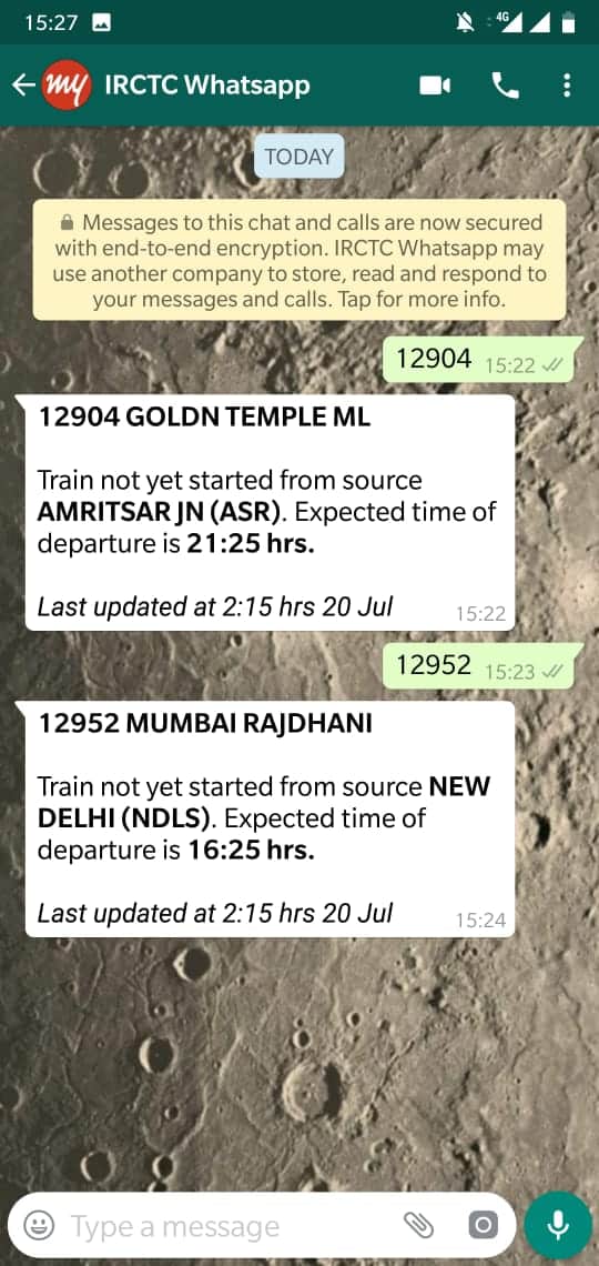 Indian Railways Whatsapp Message