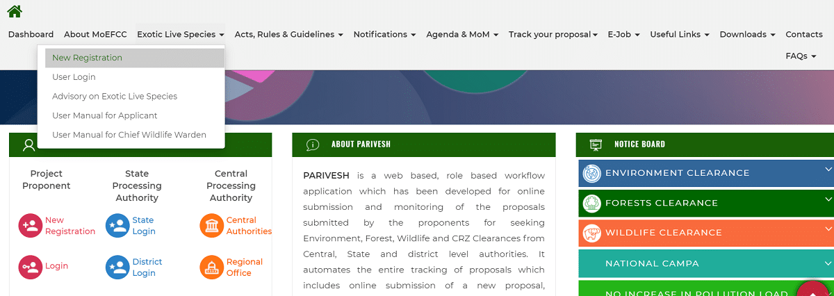 Parivesh Nic In Official Website
