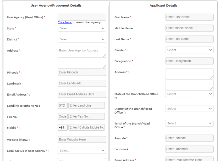 Parivesh Portal New Registration Form