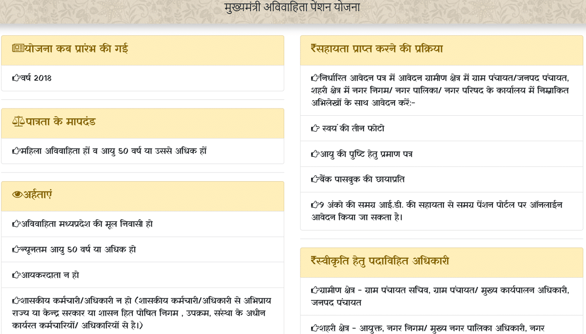 Social Security Avivahita Pension Yojna