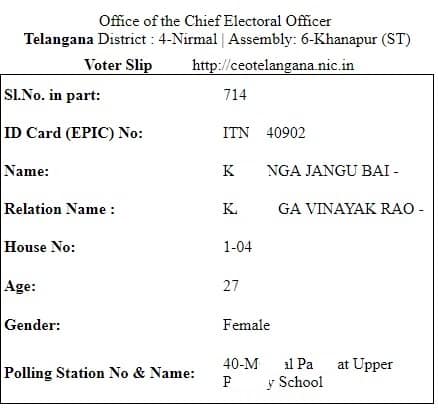 Print voter id card