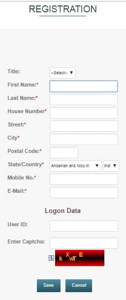 India Post E Commerce Portal Account Registration Form