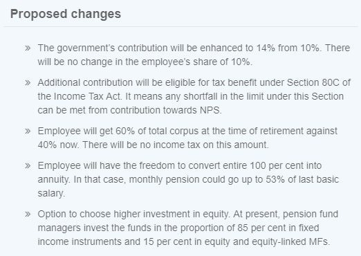 National Pension Scheme Latest Changes