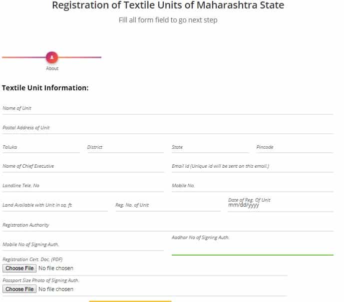 Maharashtra Textile Units Registration Form
