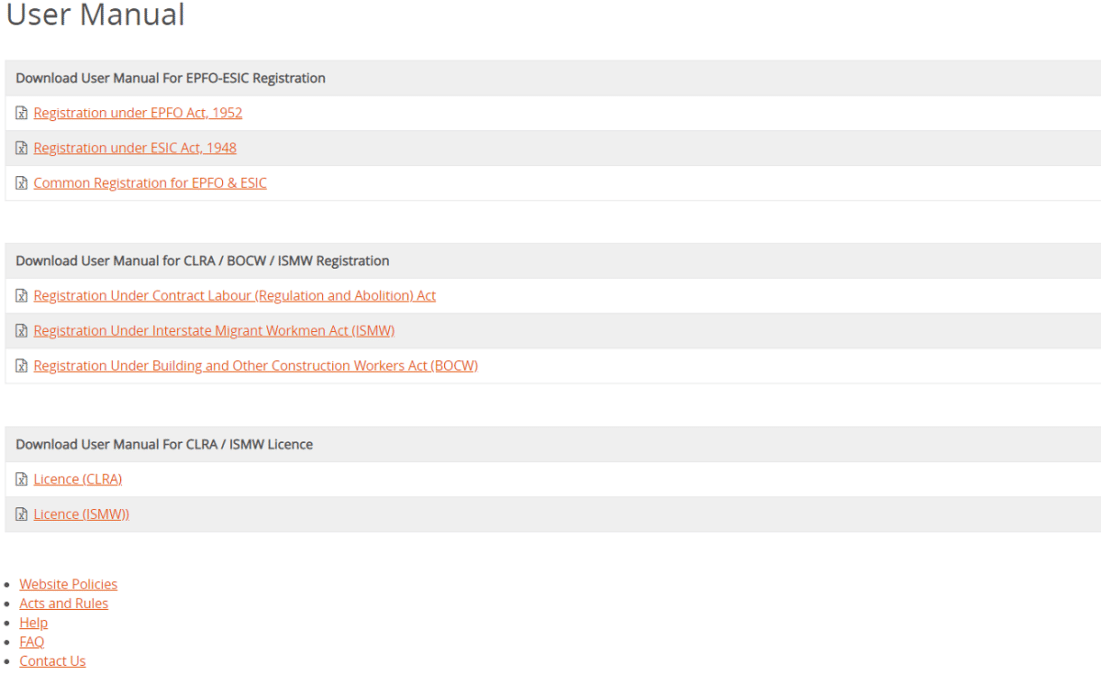 Download User Manual EPFO ESIC CLRA BOCW ISMW Registration