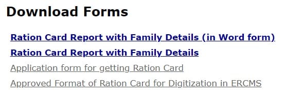 J&K Ration Card Form Download