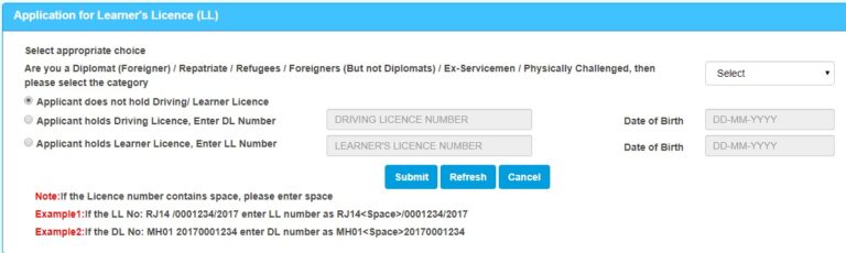 Learners Licence Application Form New