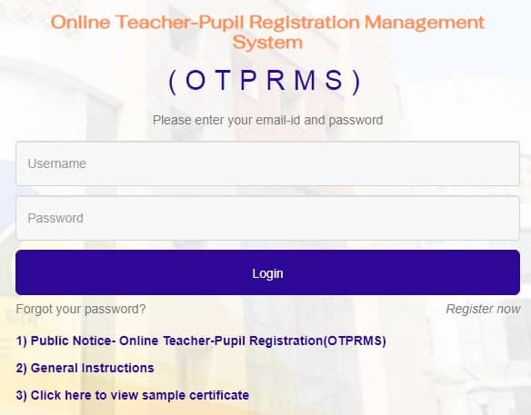NCTE OTPRMS Portal Login Registration