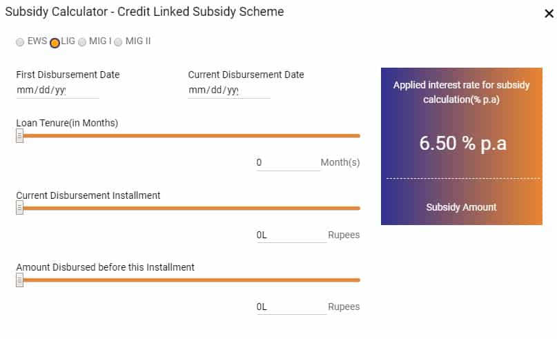 CLSS Interest Subsidy Calculator PMAY Urban CLAP