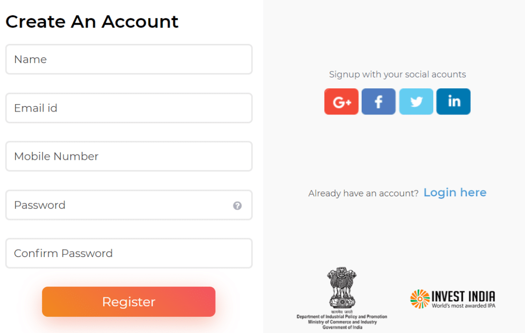 National Startup Awards Online Registration Form