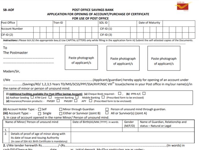 Time Deposit Account Opening Application Form