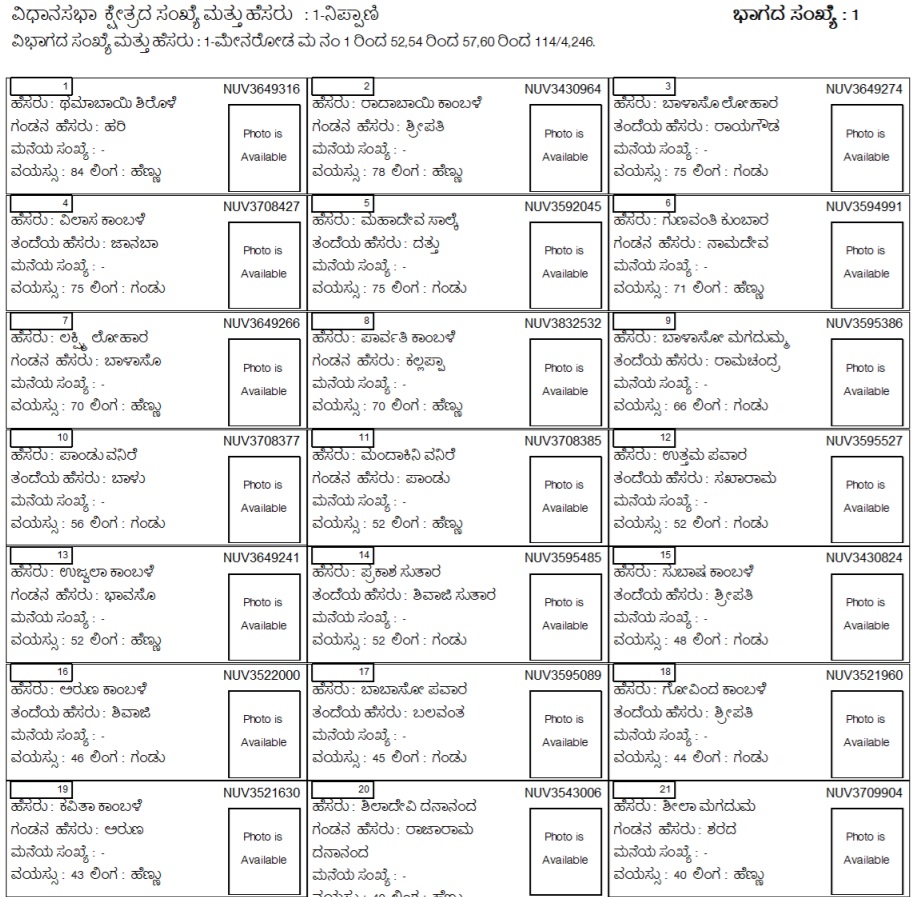 Karnataka Voter List 2024 PDF Kar Voter ID Card Download