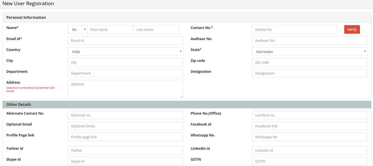 ISTEM Portal Online Registration Form Researchers