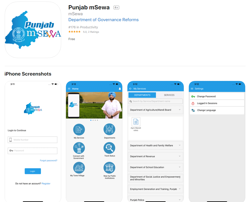 Punjab mSewa App Download Apple App Store