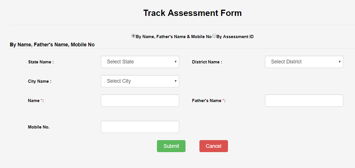 Track PMAY Application Status Name Father Name Mobile No
