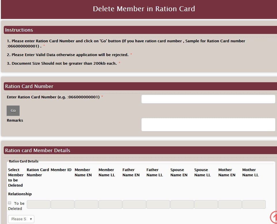 Delete Member Ration Card Haryana