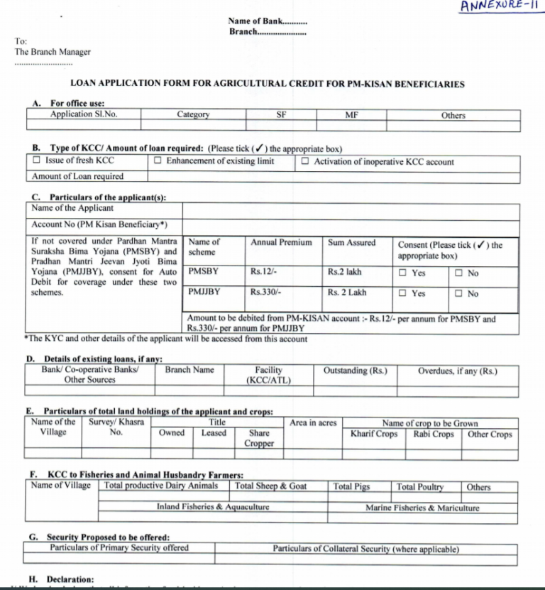 Pm Kisan Credit Card Kcc Application Form 2025 Pdf Apply Online 5189