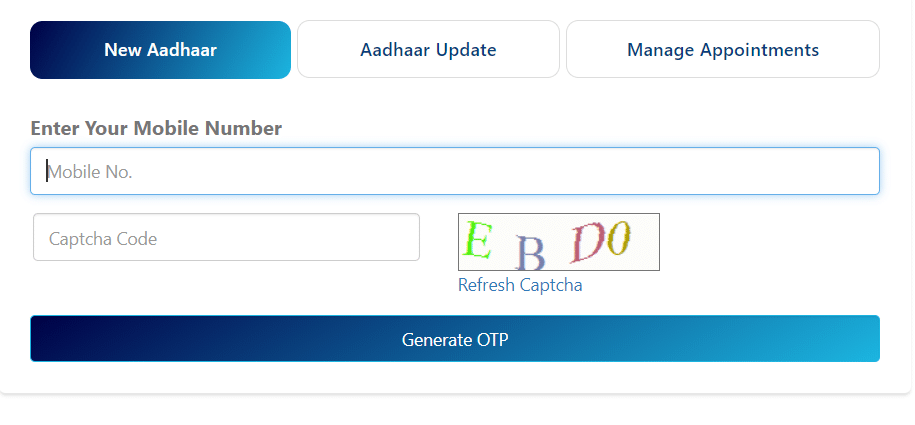 UIDAI Baal Aadhar Card Apply Online Form