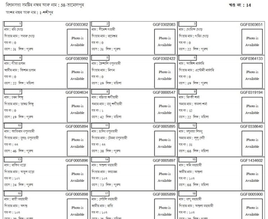 CEO Assam Voter List 2024 with Photo / ID Card Download ceoassam.nic.in