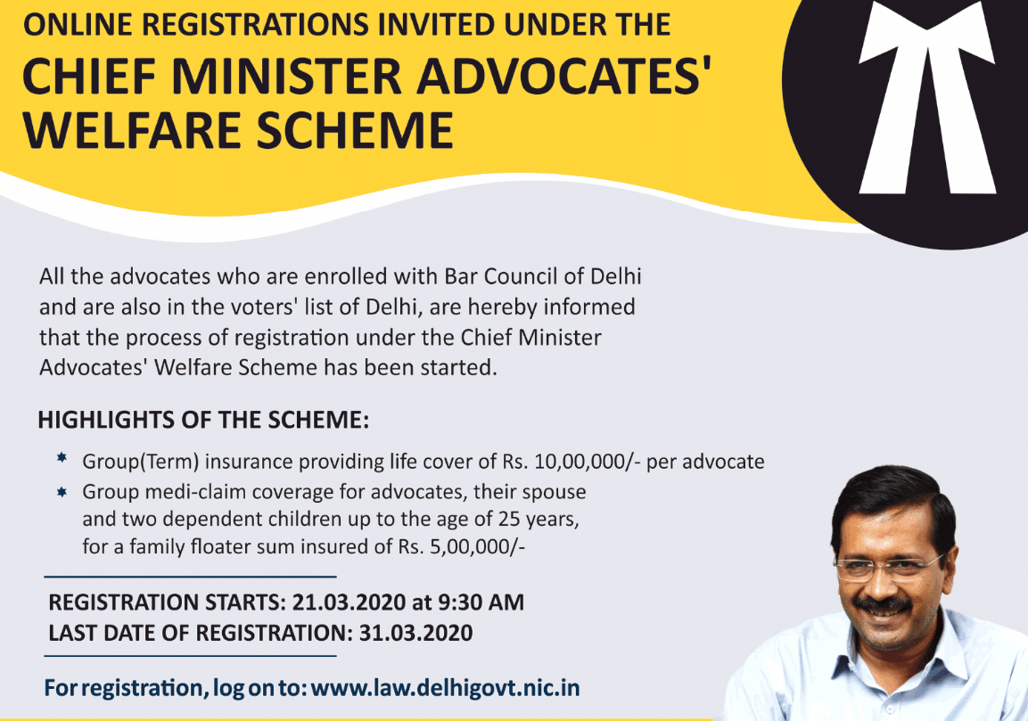 Delhi CM Advocates Welfare Scheme Apply Online