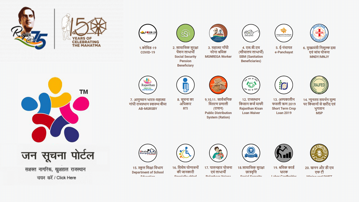 Rajasthan Jan Soochna Portal Schemes Services List