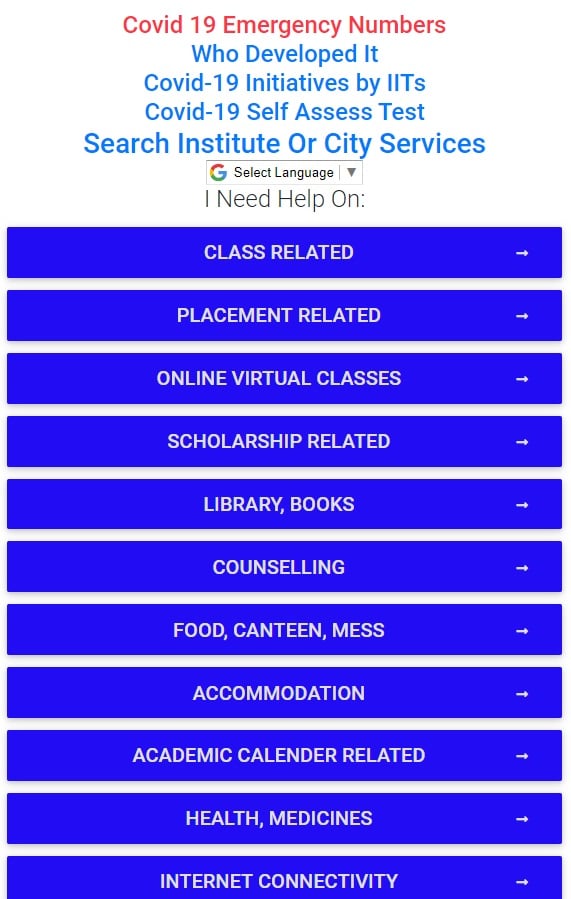 COVID-19 Student Helpline Portal Services