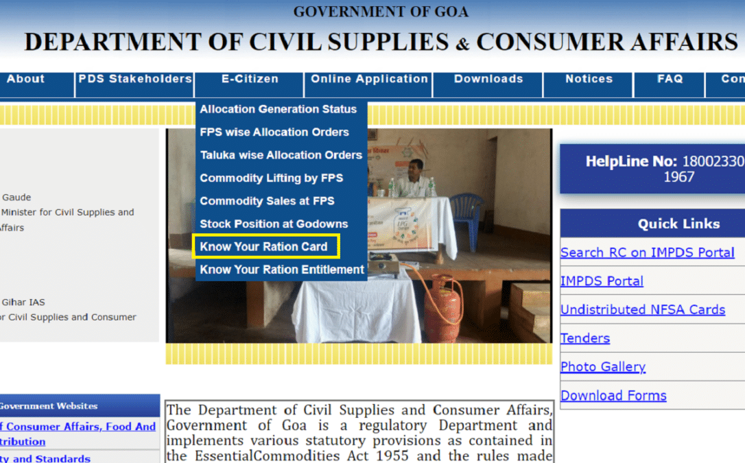 Goa Civil Supplies Gov In Portal