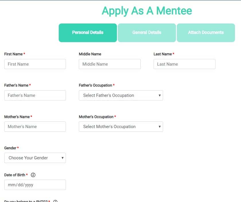 Goal Tribal Mentee Registration Form