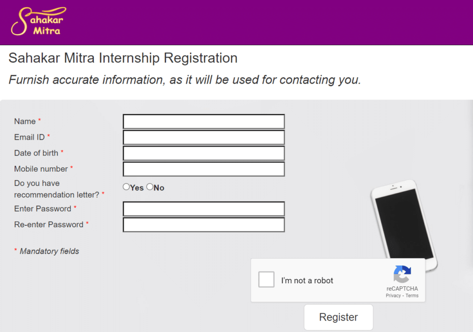 Sahakar Mitra Internship Registration Form Online