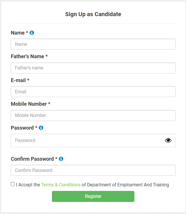 Tamilnadu Private Job Portal Online Registration Form