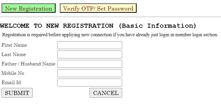 New Water Connection Registration Form