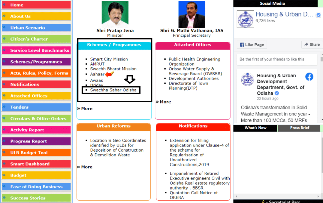 Housing Urban Development Dept Odisha Schemes List