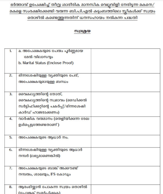 kerala swasraya scheme application form pdf download online